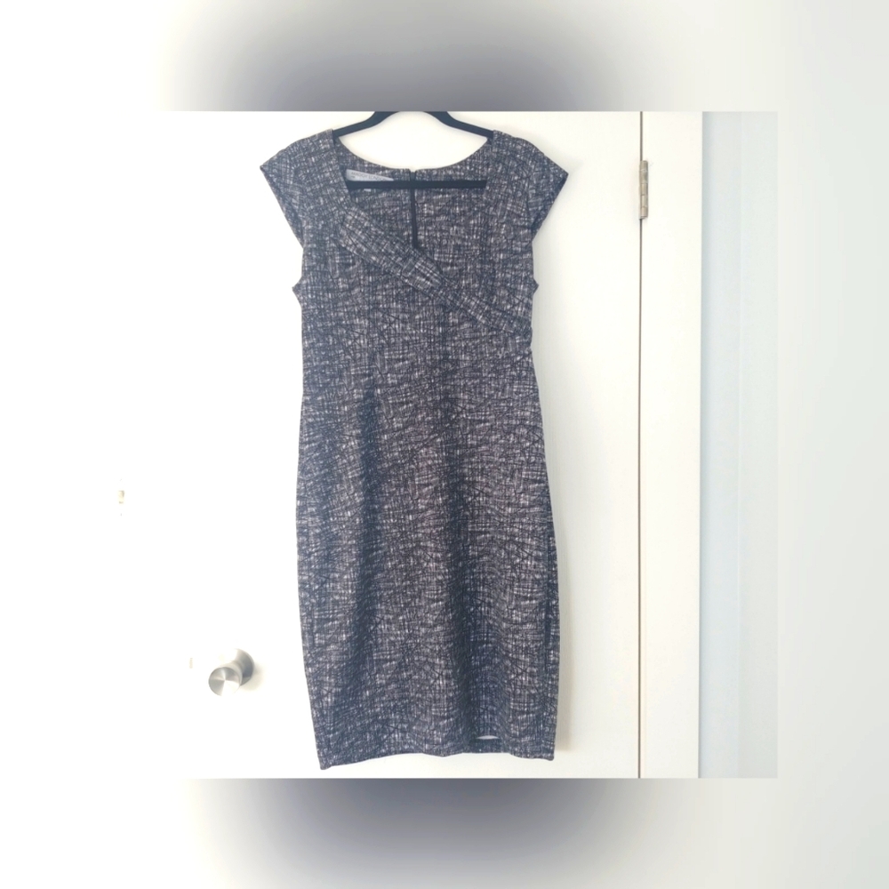 Maggy London size 14 midi dress black and white